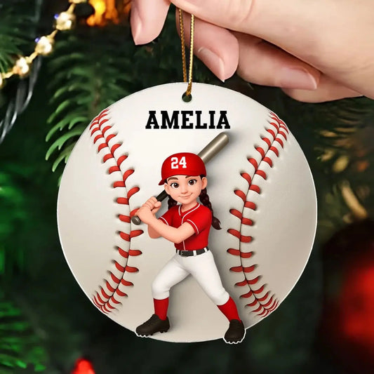 Personalized Baseball Softball Player Ornament – 3D Effect Acrylic Keepsake – Perfect Christmas Gift for Kids  Ezcustomize