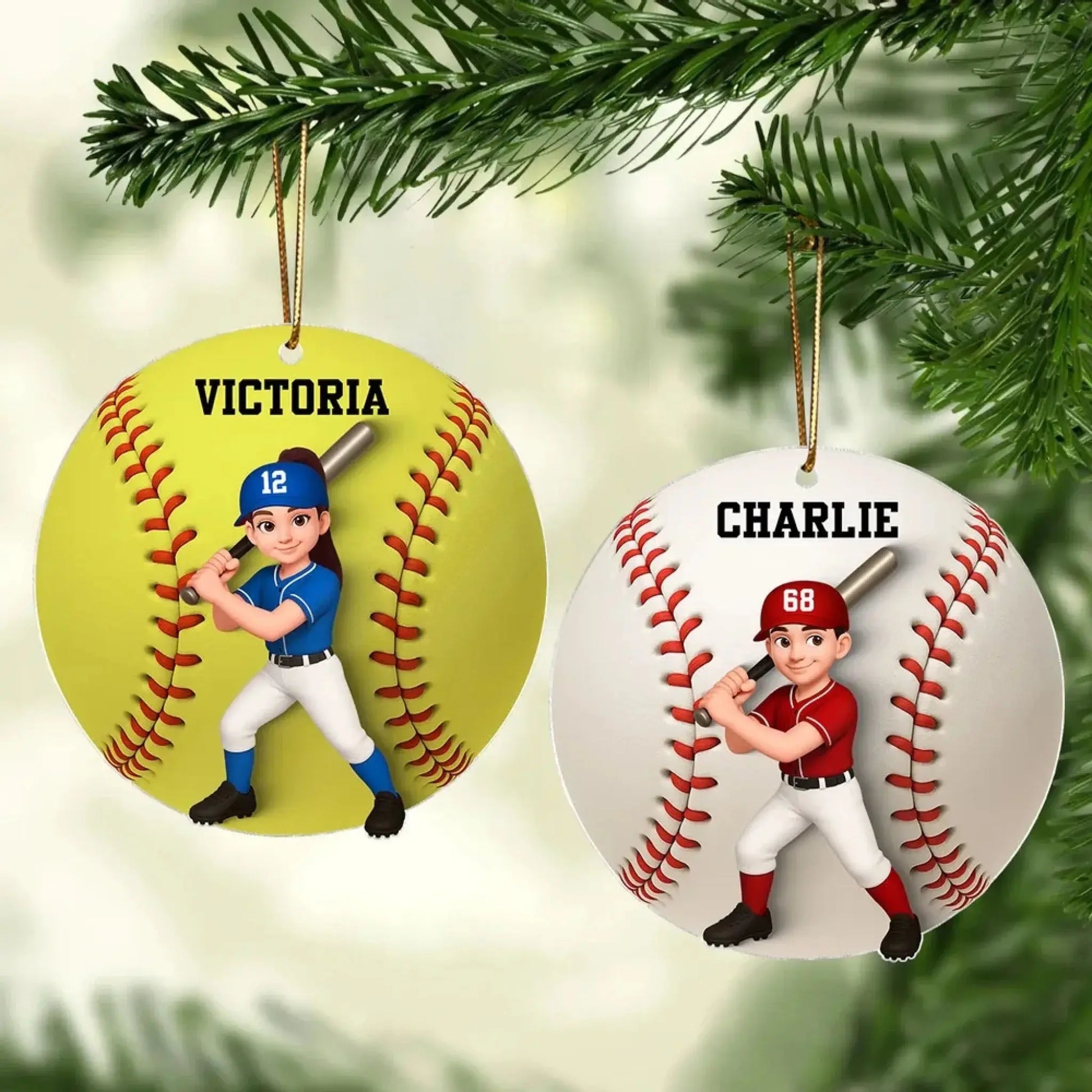 Personalized Baseball Softball Player Ornament – 3D Effect Acrylic Keepsake – Perfect Christmas Gift for Kids  Ezcustomize