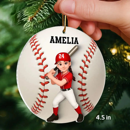 Personalized Baseball Softball Player Ornament – 3D Effect Acrylic Keepsake – Perfect Christmas Gift for Kids  Ezcustomize