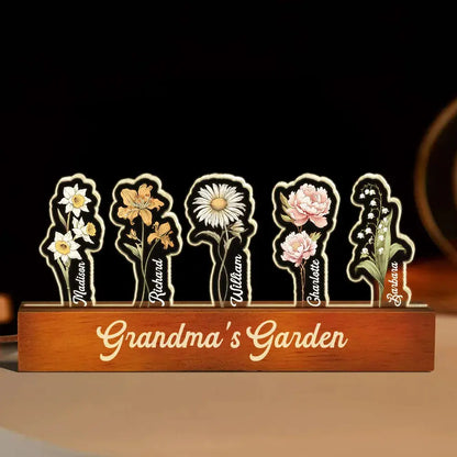 Personalized Birth Month Flower 3D LED Night Light – Custom Grandma Garden with Grandkids’ Names – Unique Nana Gift from Grandchildren  Ezcustomize