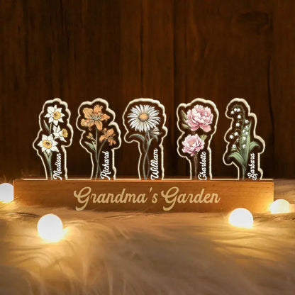 Personalized Birth Month Flower 3D LED Night Light – Custom Grandma Garden with Grandkids’ Names – Unique Nana Gift from Grandchildren  Ezcustomize