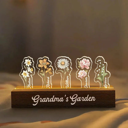 Personalized Birth Month Flower 3D LED Night Light – Custom Grandma Garden with Grandkids’ Names – Unique Nana Gift from Grandchildren  Ezcustomize