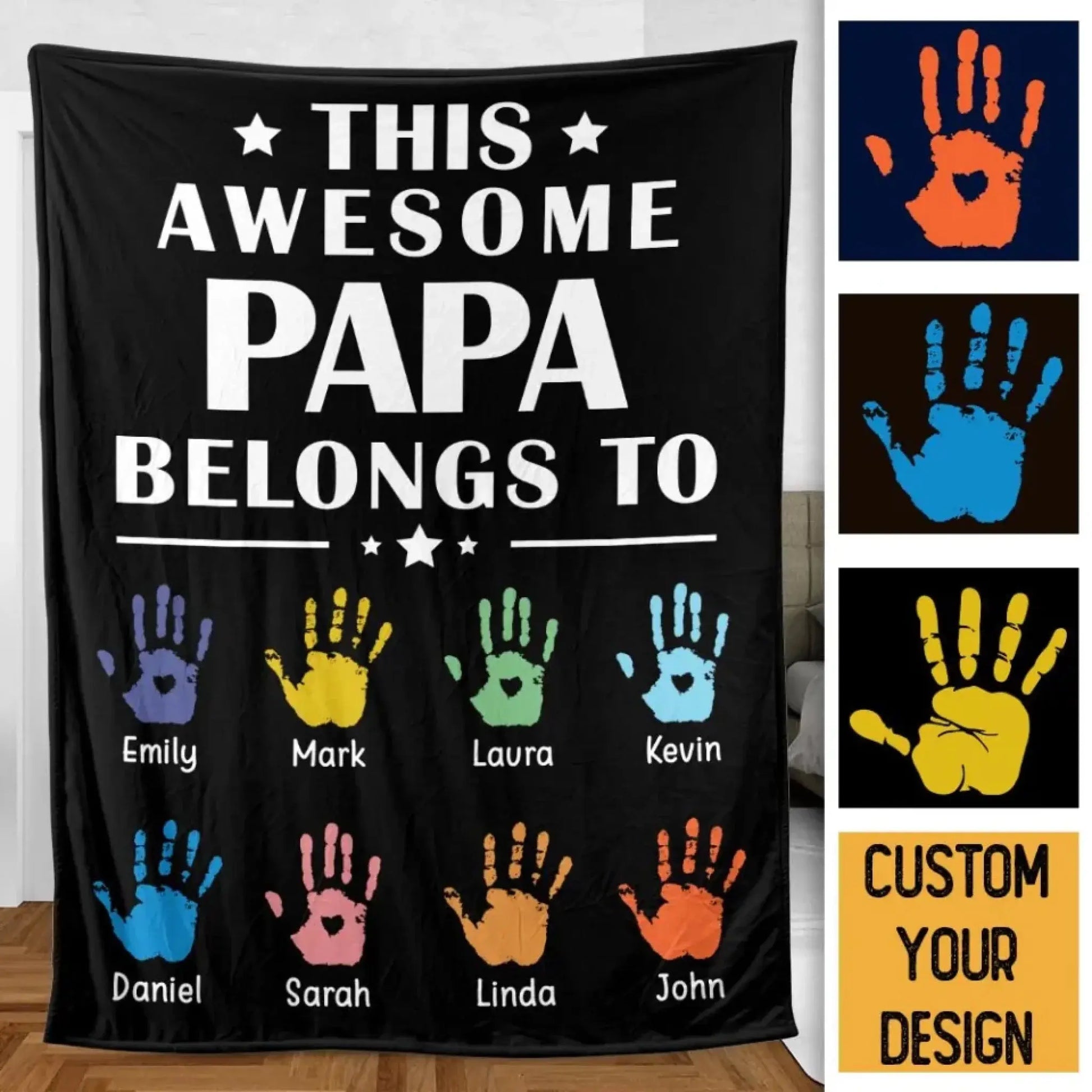 Personalized Blanket - This Awesome Papa Belongs To  Ezcustomize