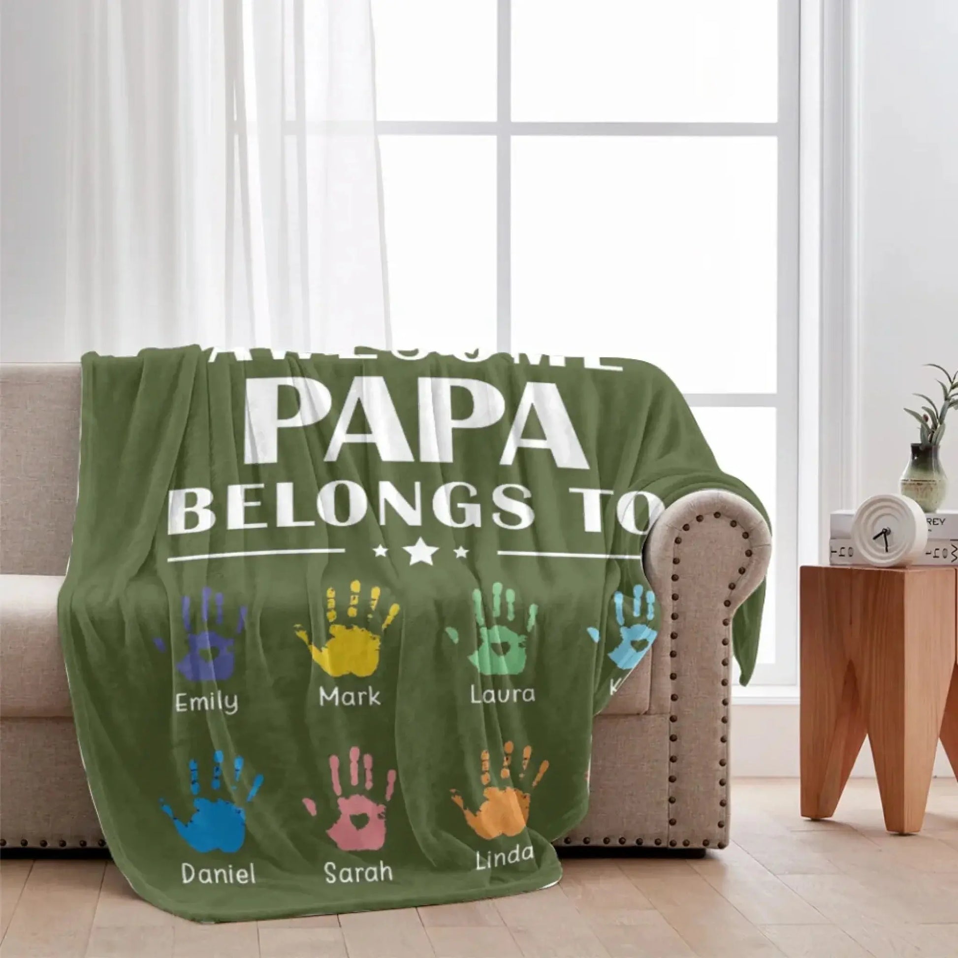 Personalized Blanket - This Awesome Papa Belongs To  Ezcustomize