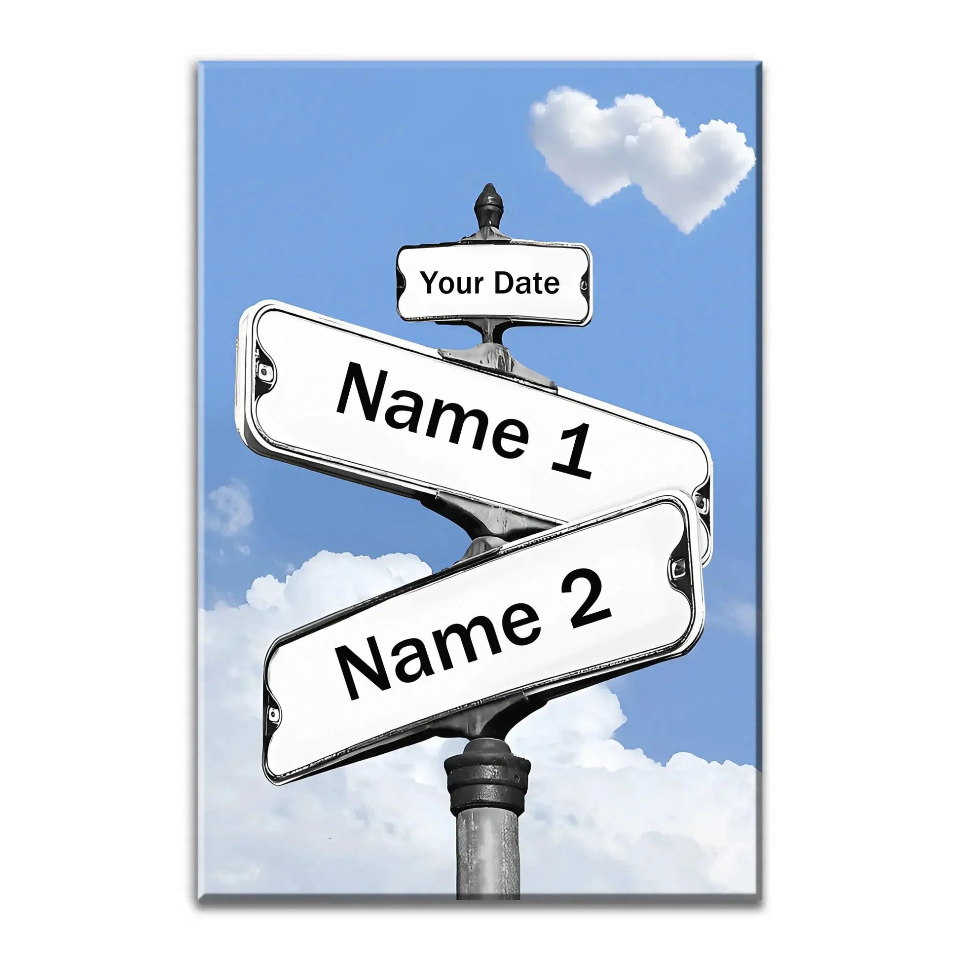 Personalized Canvas Vintage Street Sign For Couples, Custom Name And Date Street Sign Canvas Print, Crossroads Street Sign Gift For Сouple  Ezcustomize