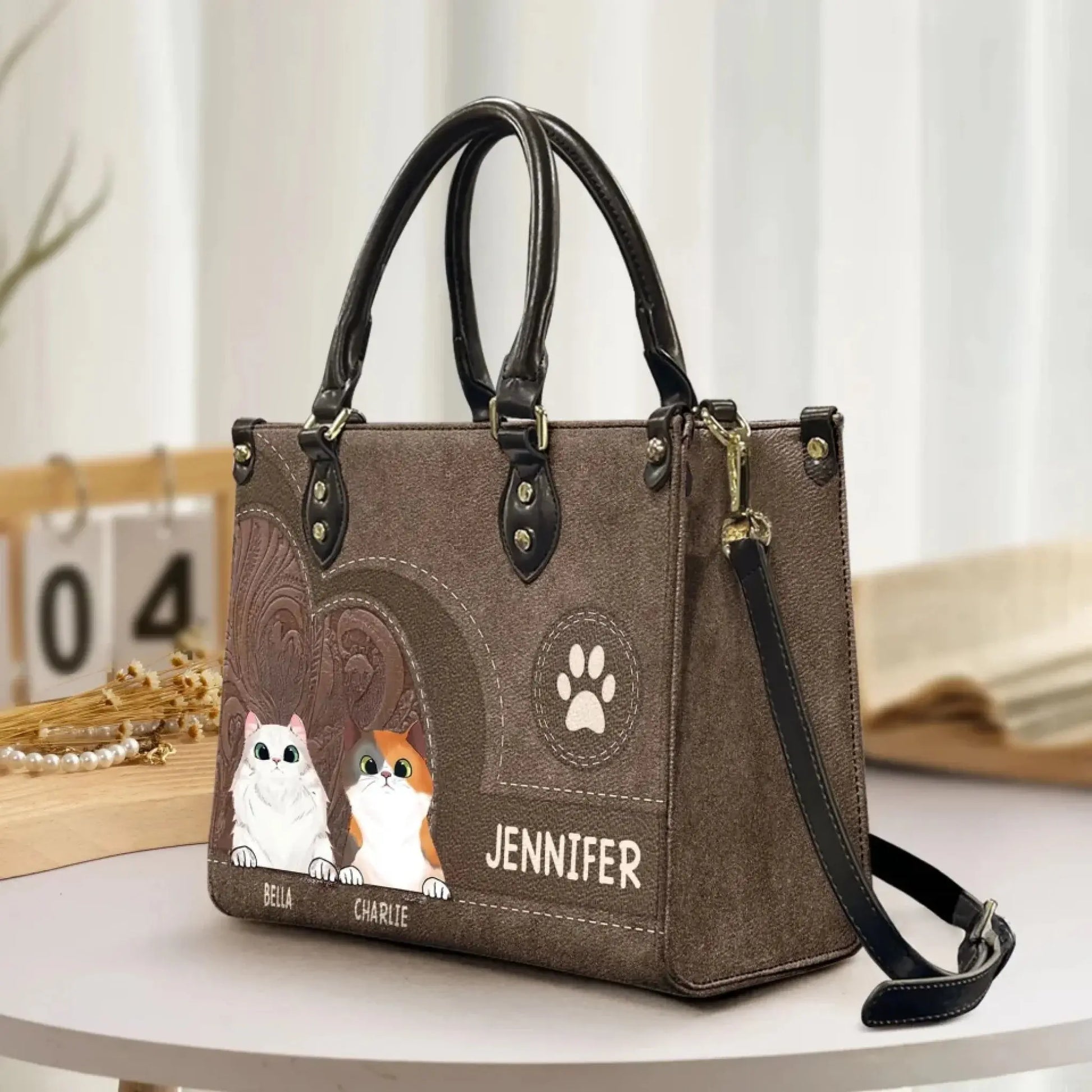 Personalized Cat Leather Handbag – Custom Gift for Cat Lovers, Cat Mom & Cat Dad  Ezcustomize