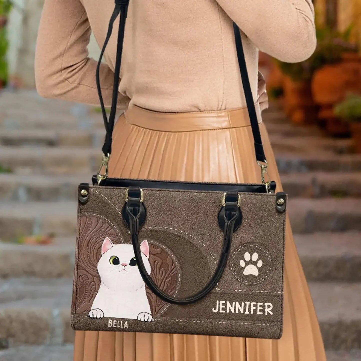 Personalized Cat Leather Handbag – Custom Gift for Cat Lovers, Cat Mom & Cat Dad  Ezcustomize