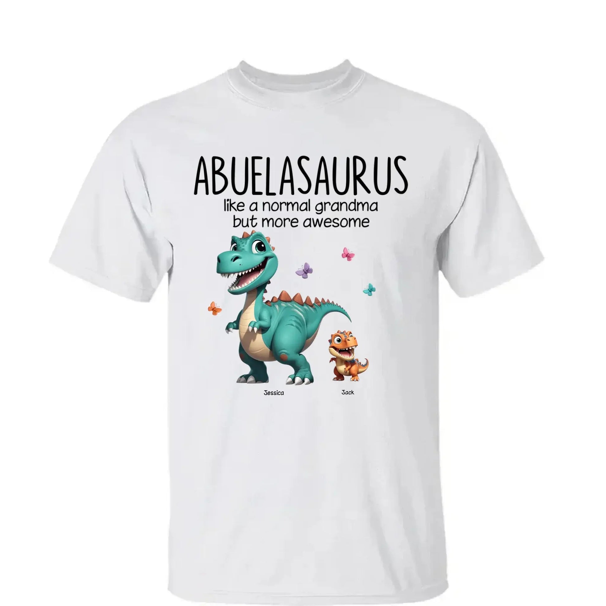 Personalized Classic Tee – Fun Dinosaur Family Design, Custom Grandmother’s Day Gift for Grandma, Grandkids & Couples  Ezcustomize
