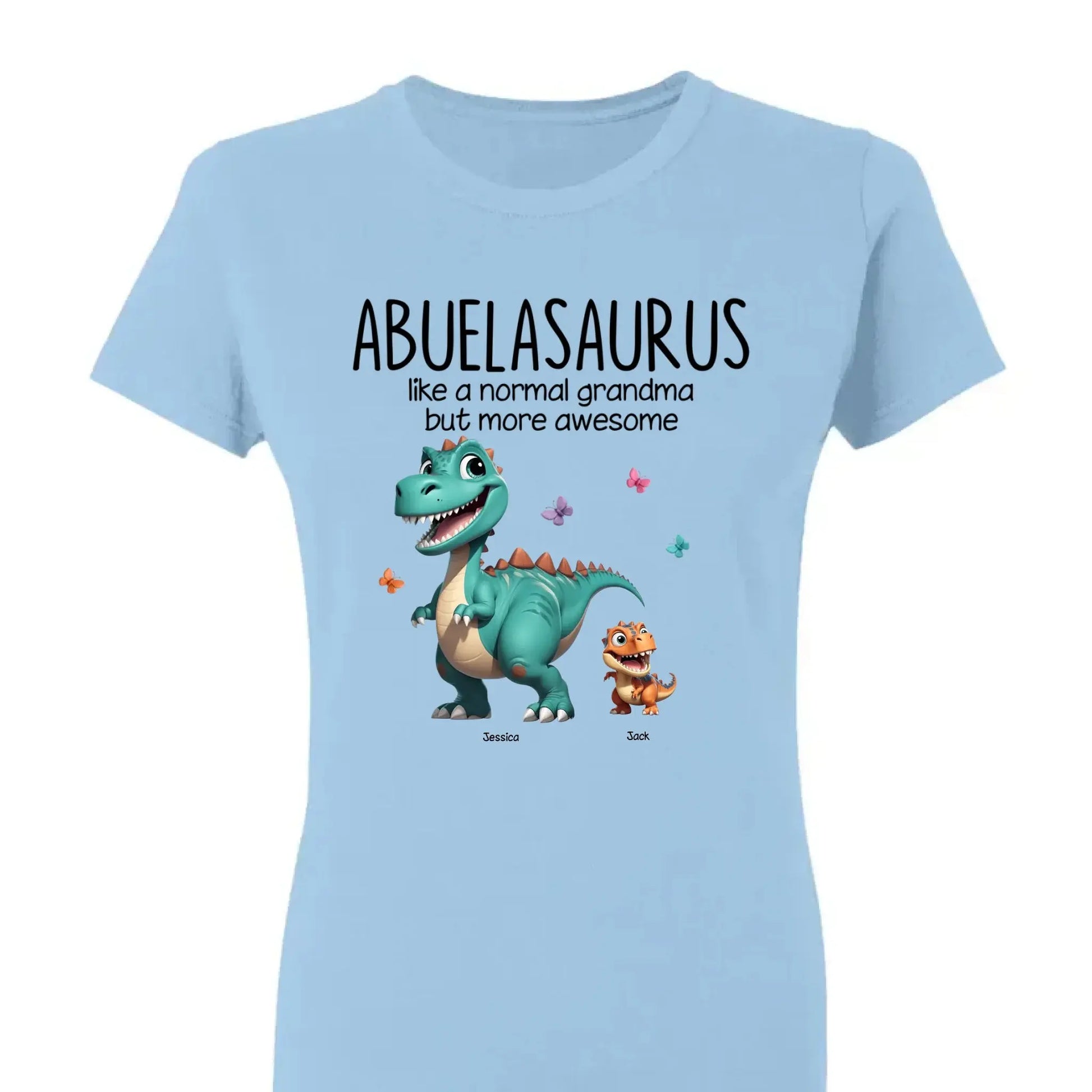 Personalized Classic Tee – Fun Dinosaur Family Design, Custom Grandmother’s Day Gift for Grandma, Grandkids & Couples  Ezcustomize