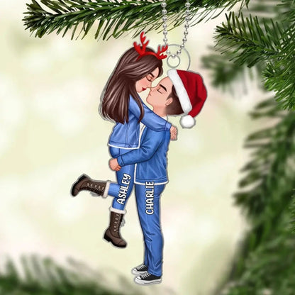 Personalized Couple Christmas Ornament – Winter Hugging Pose Acrylic Gift for Boyfriend, Girlfriend, Husband, Wife  Ezcustomize