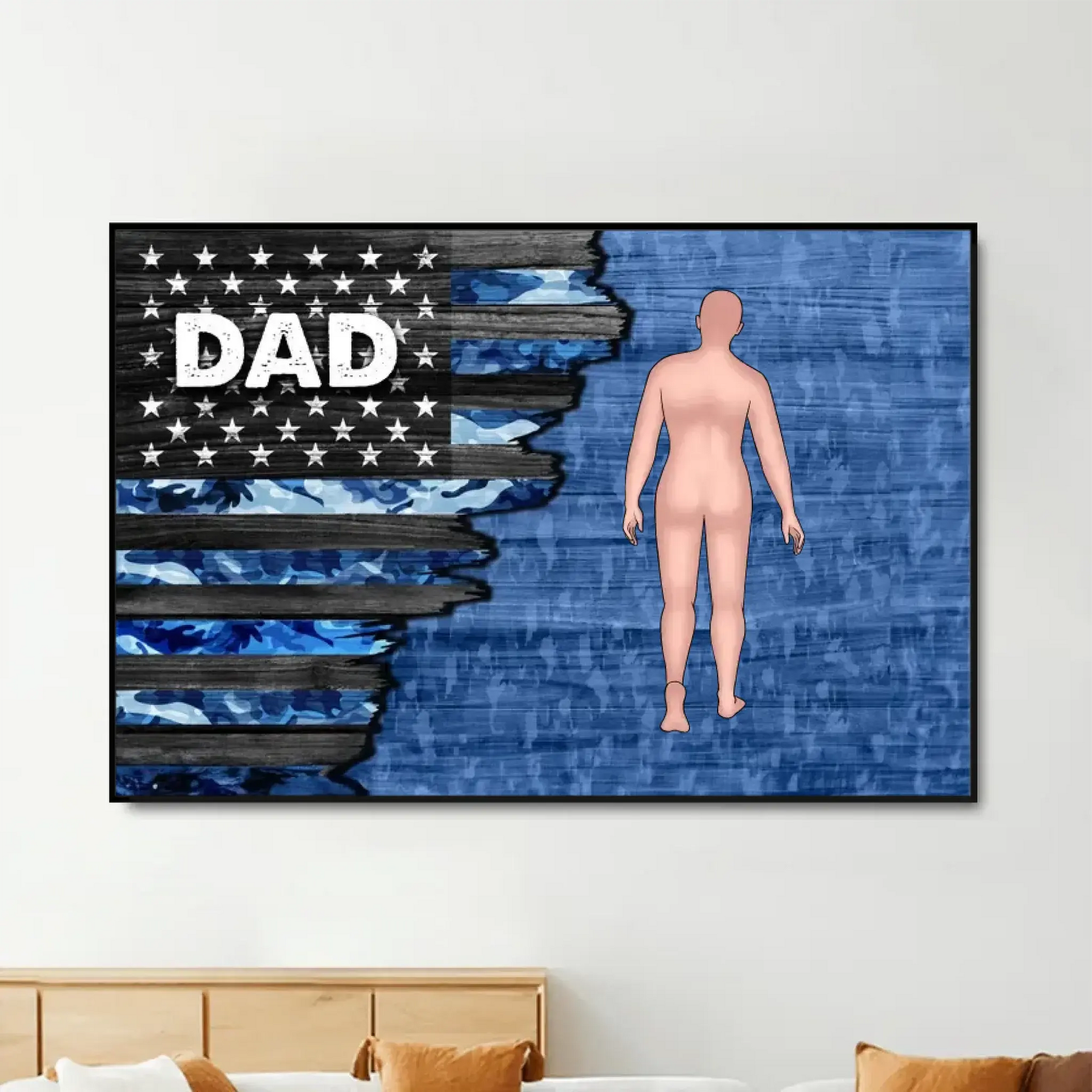Personalized Dad & Grandpa Canvas/Poster - Walking with Kids Half Nation Flag Father’s Day Gift  Ezcustomize