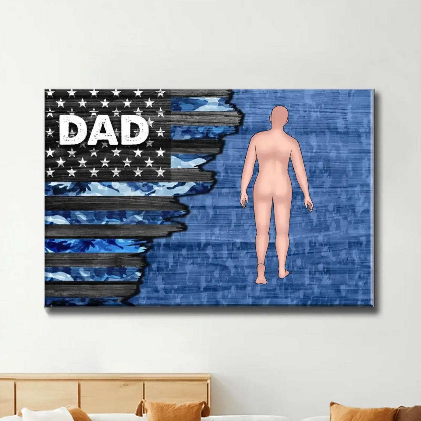 Personalized Dad & Grandpa Canvas/Poster - Walking with Kids Half Nation Flag Father’s Day Gift  Ezcustomize