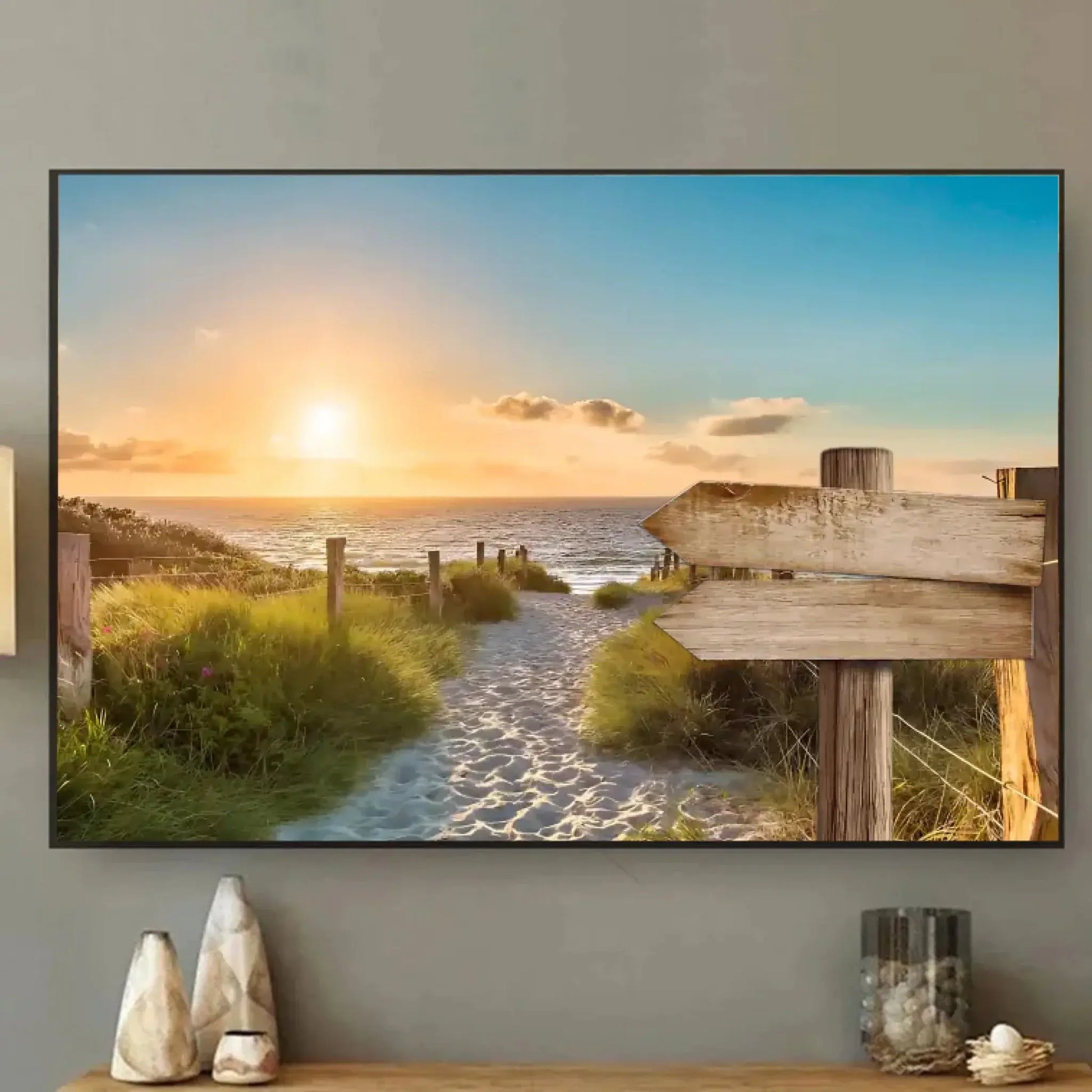 Personalized Family Beach Signpost Canvas – Custom Coastal Wall Art with Names, Sunset Seaside Gift for Summer Memories  Ezcustomize