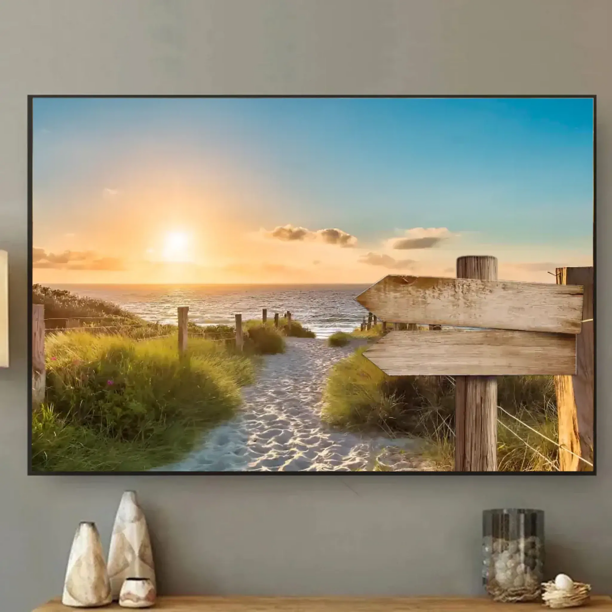 Personalized Family Beach Signpost Canvas – Custom Coastal Wall Art with Names, Sunset Seaside Gift for Summer Memories  Ezcustomize