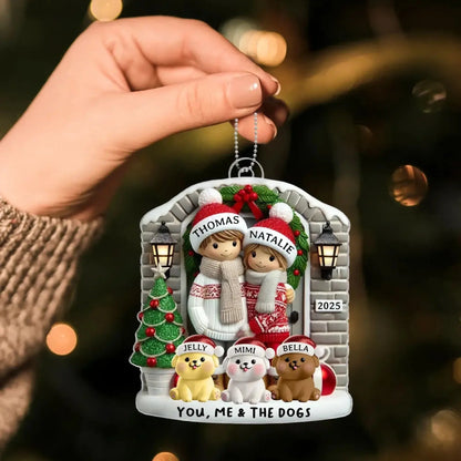 Personalized Farmhouse Couple Christmas Ornament with Optional Pet Dog Cat, Christmas Gift for Him, Gift for Her  Ezcustomize