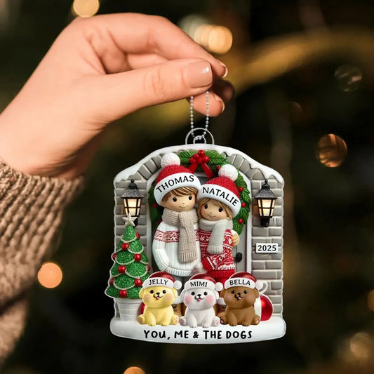 Personalized Farmhouse Couple Christmas Ornament with Optional Pet Dog Cat, Christmas Gift for Him, Gift for Her  Ezcustomize