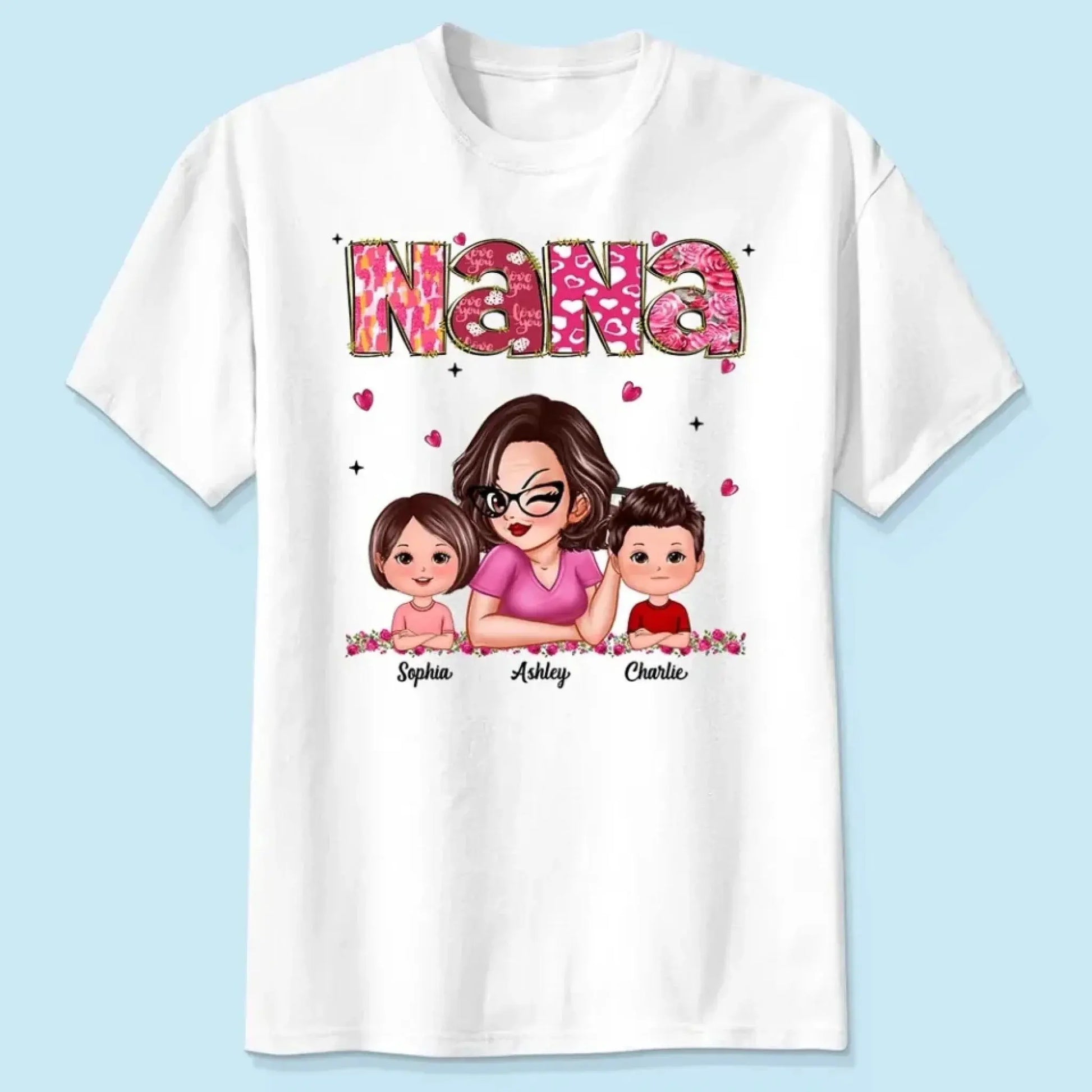 Personalized Gift For Grandma Mom Custom Kids Name Shirt  Ezcustomize