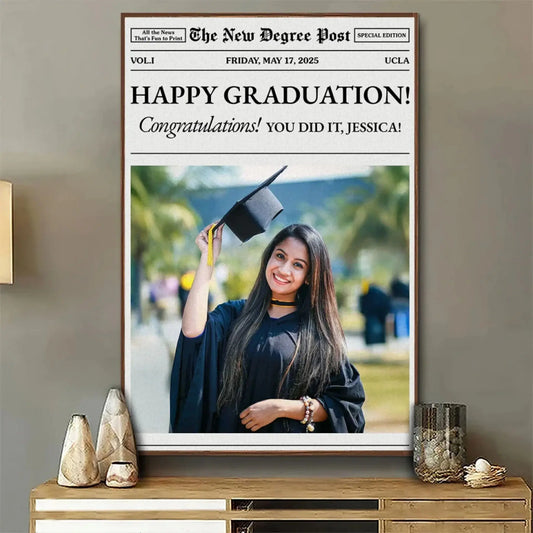 Personalized Graduation Newspaper Poster – Custom “New Degree Post” Gift for Students, Graduates, Class of 2024, Friends, Family  Ezcustomize