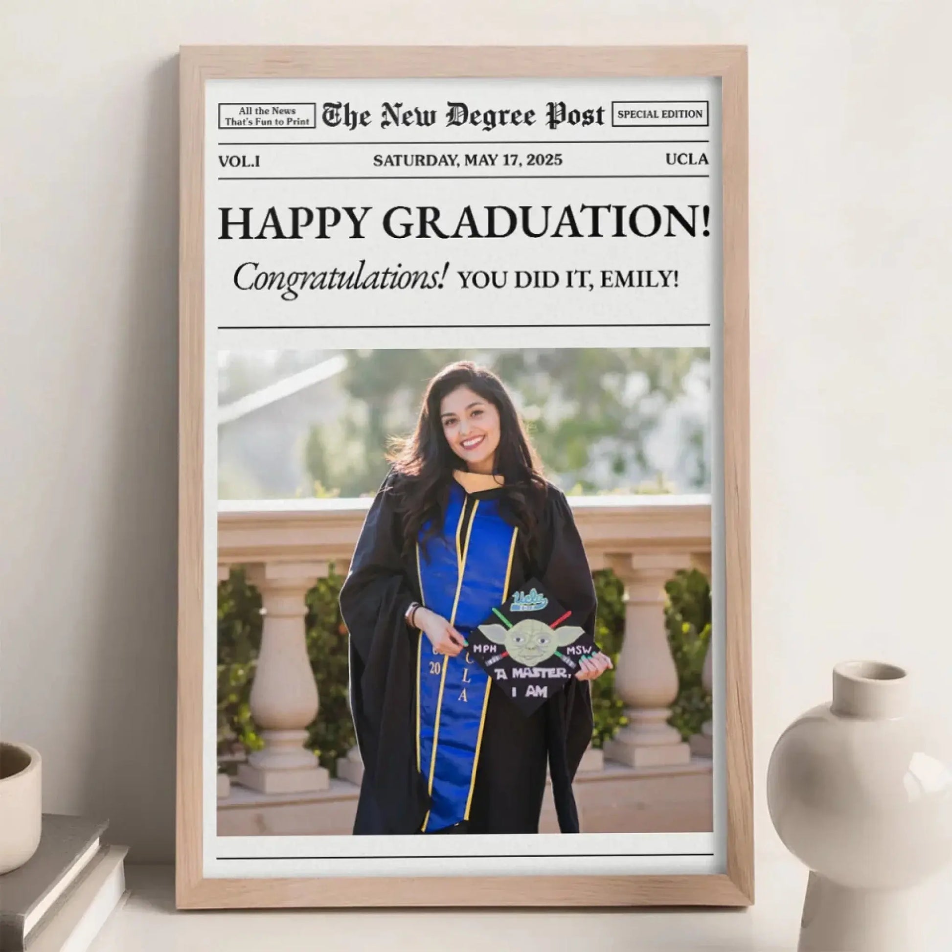 Personalized Graduation Newspaper Poster – Custom “New Degree Post” Gift for Students, Graduates, Class of 2024, Friends, Family  Ezcustomize