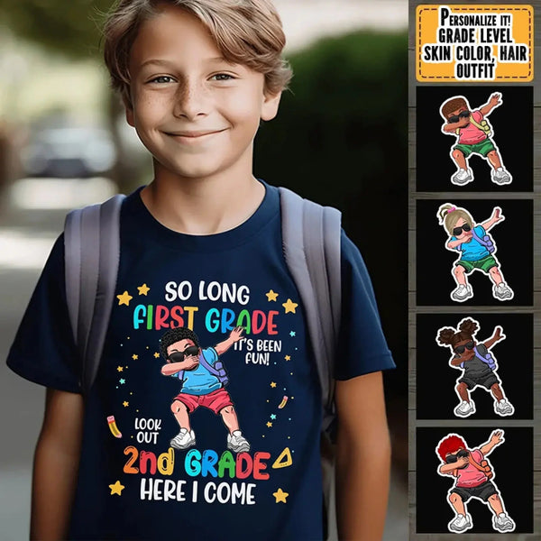 Personalized Graduation Youth T-Shirt | So Long Kindergarten, Look out 1st Grade Here I Come Shirt – Custom Grade