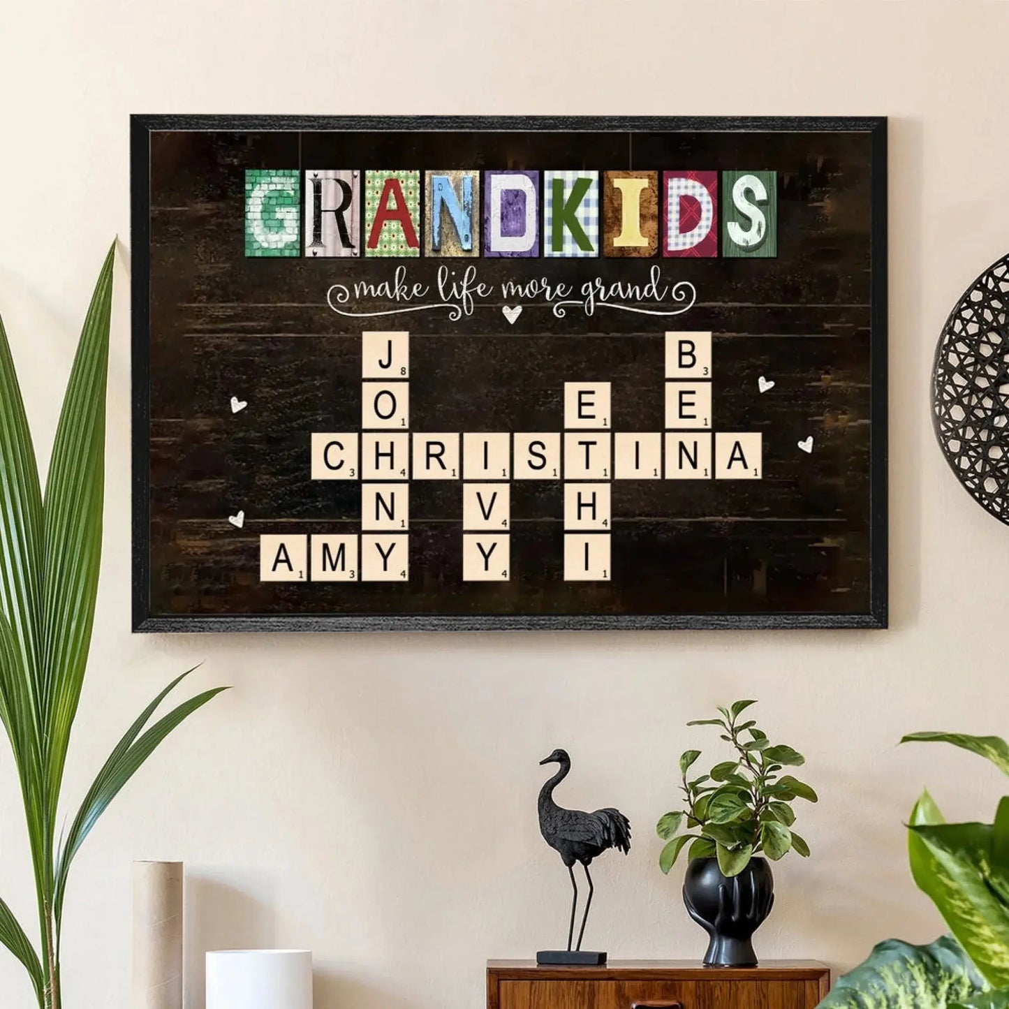 Personalized Grandkids Names Scrabble Wall Art – Custom Poster or Canvas Gift for Grandparents  Ezcustomize