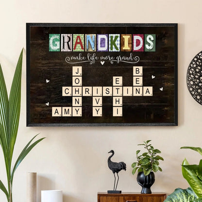 Personalized Grandkids Names Scrabble Wall Art – Custom Poster or Canvas Gift for Grandparents  Ezcustomize