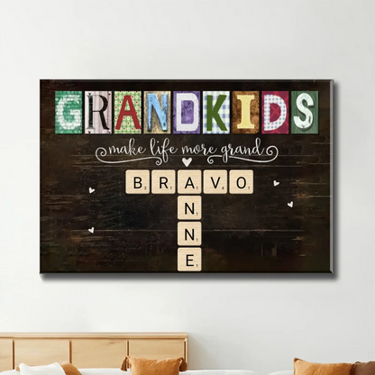Personalized Grandkids Names Scrabble Wall Art – Custom Poster or Canvas Gift for Grandparents  Ezcustomize