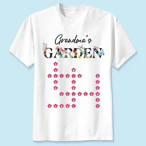 Personalized Grandma Garden Flower Crossword Family Shirt - Hoodie - Sweatshirt