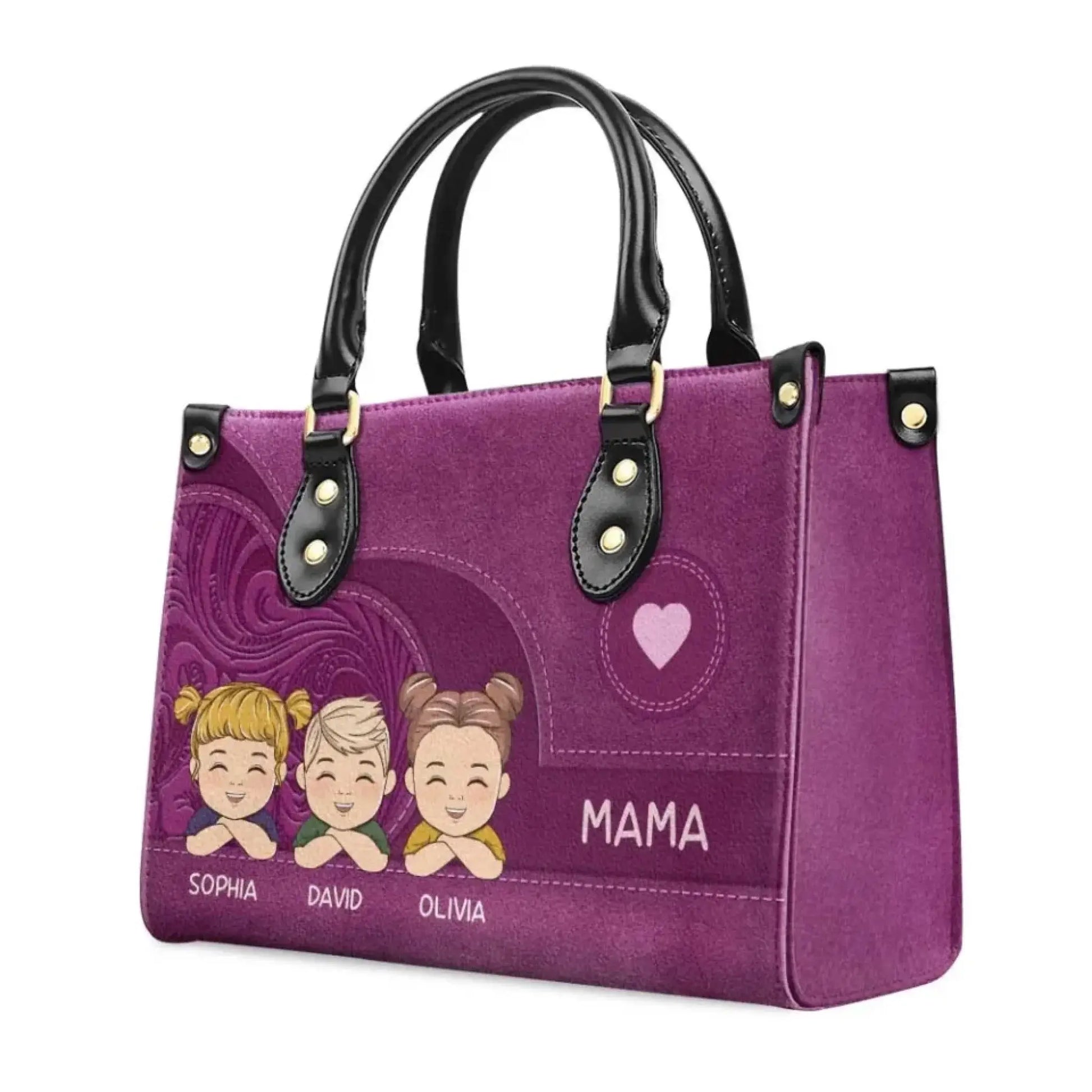 Personalized Grandma Leather Handbag – “Reasons I Love Being Grandma” Custom Tote Bag with Kids’ Faces & Names, Gift for Mom or Nana  Ezcustomize