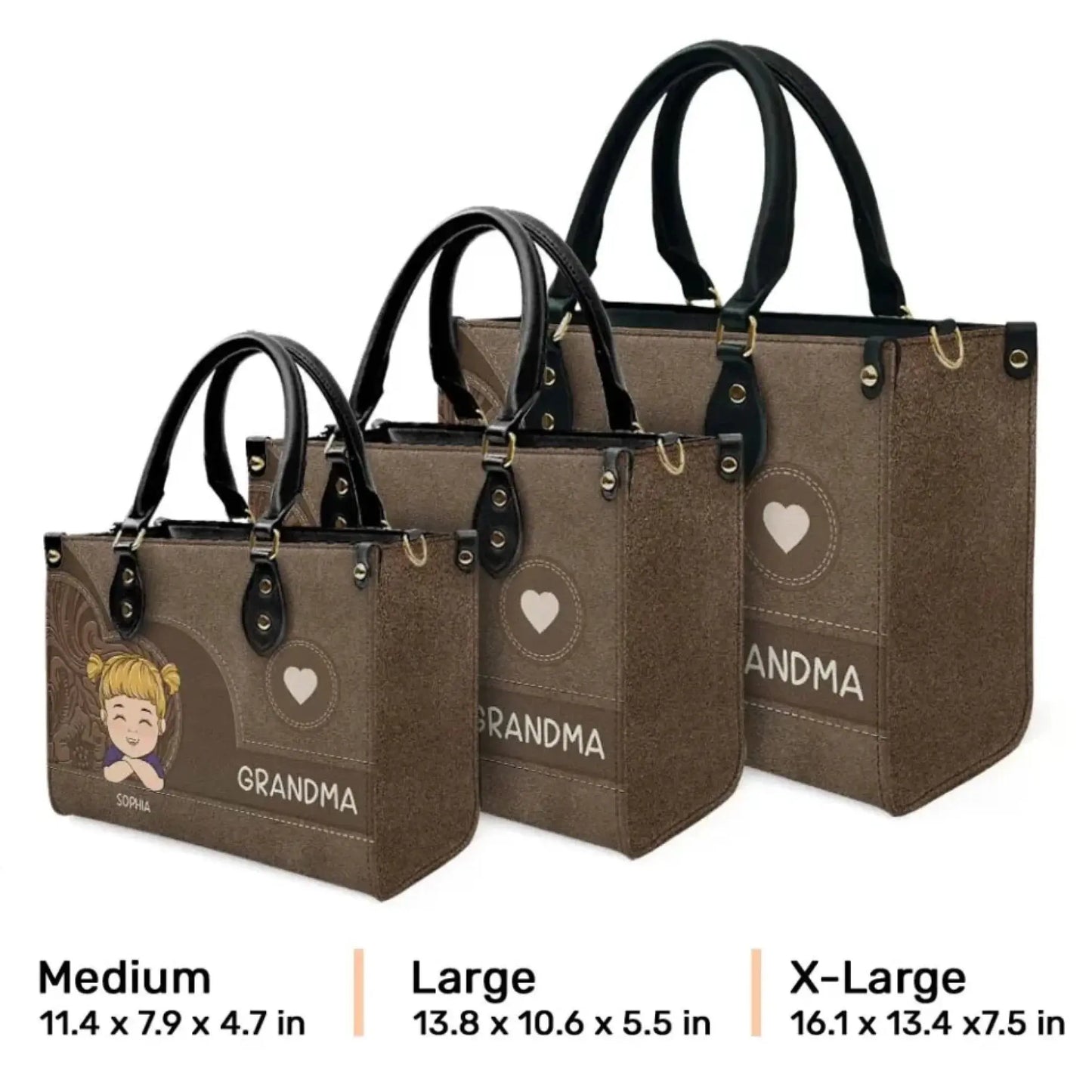Personalized Grandma Leather Handbag – “Reasons I Love Being Grandma” Custom Tote Bag with Kids’ Faces & Names, Gift for Mom or Nana  Ezcustomize