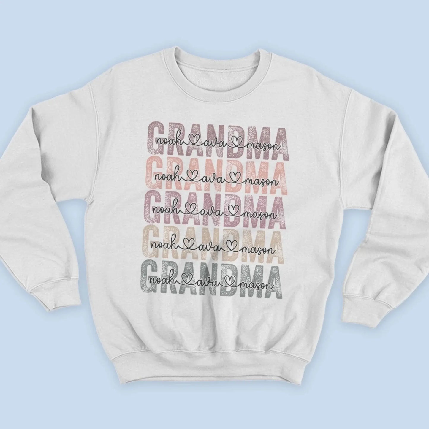 Personalized Grandma Shirt – Stacked Name Tee with Hearts, Custom Gift for Nana, Gigi, Mimi  Ezcustomize