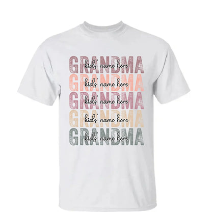 Personalized Grandma Shirt – Stacked Name Tee with Hearts, Custom Gift for Nana, Gigi, Mimi  Ezcustomize