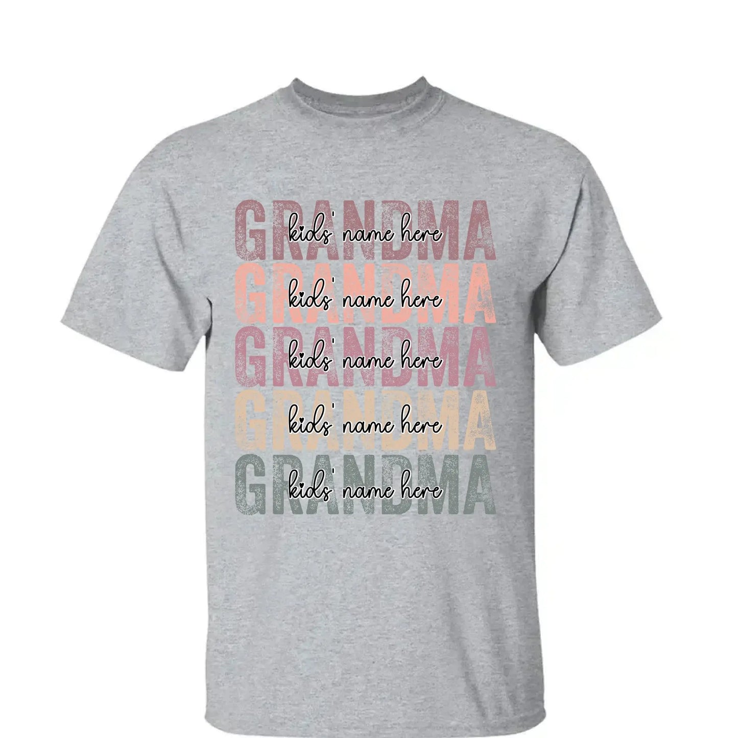 Personalized Grandma Shirt – Stacked Name Tee with Hearts, Custom Gift for Nana, Gigi, Mimi  Ezcustomize