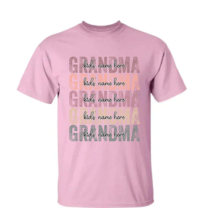 Personalized Grandma Shirt – Stacked Name Tee with Hearts, Custom Gift for Nana, Gigi, Mimi  Ezcustomize
