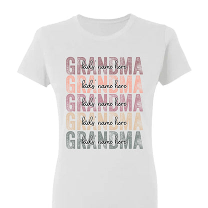 Personalized Grandma Shirt – Stacked Name Tee with Hearts, Custom Gift for Nana, Gigi, Mimi  Ezcustomize