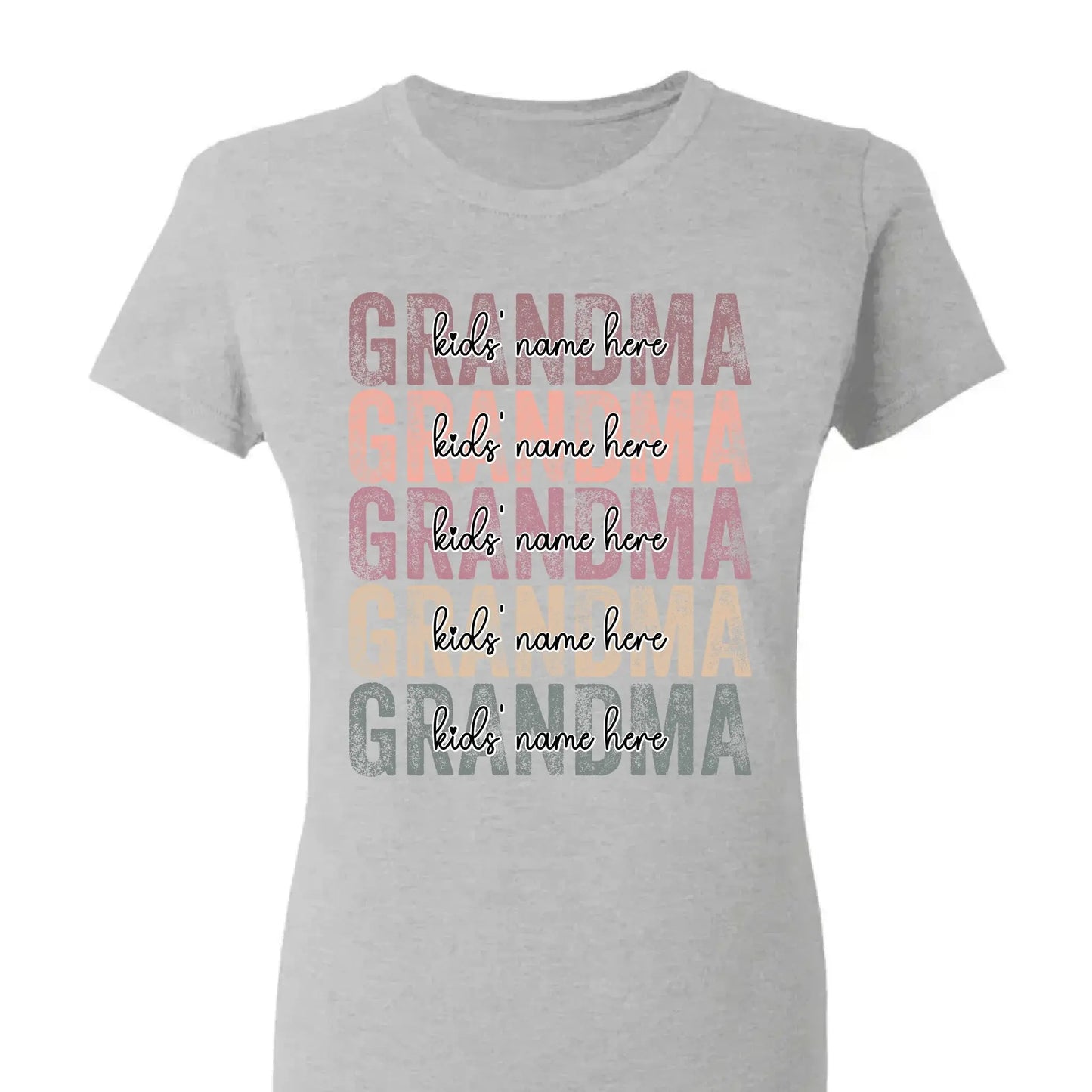 Personalized Grandma Shirt – Stacked Name Tee with Hearts, Custom Gift for Nana, Gigi, Mimi  Ezcustomize
