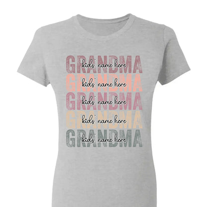 Personalized Grandma Shirt – Stacked Name Tee with Hearts, Custom Gift for Nana, Gigi, Mimi  Ezcustomize