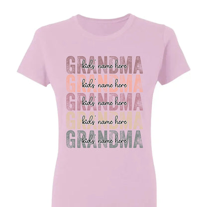 Personalized Grandma Shirt – Stacked Name Tee with Hearts, Custom Gift for Nana, Gigi, Mimi  Ezcustomize