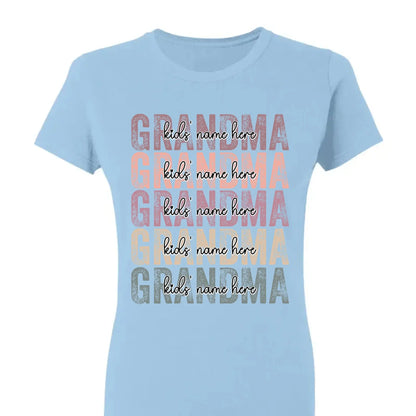Personalized Grandma Shirt – Stacked Name Tee with Hearts, Custom Gift for Nana, Gigi, Mimi  Ezcustomize