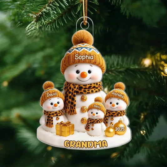 Personalized Grandma Snowman Ornament – Custom Acrylic Christmas Gift with Grandkid’s Name and Year, Cute Holiday Keepsake for Nana or Abuela  Ezcustomize