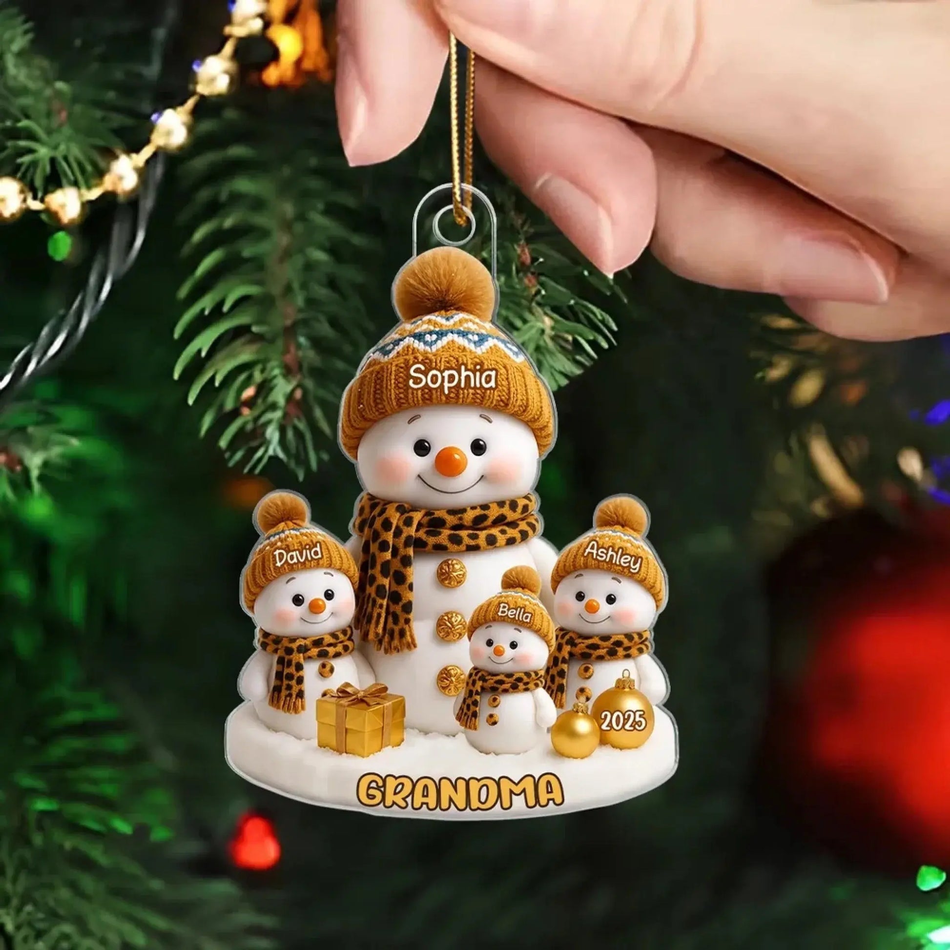 Personalized Grandma Snowman Ornament – Custom Acrylic Christmas Gift with Grandkid’s Name and Year, Cute Holiday Keepsake for Nana or Abuela  Ezcustomize
