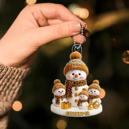 Personalized Grandma Snowman Ornament – Custom Acrylic Christmas Gift with Grandkid’s Name and Year, Cute Holiday Keepsake for Nana or Abuela  Ezcustomize
