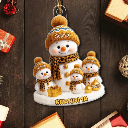Personalized Grandma Snowman Ornament – Custom Acrylic Christmas Gift with Grandkid’s Name and Year, Cute Holiday Keepsake for Nana or Abuela  Ezcustomize