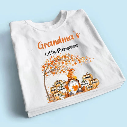 Personalized Grandma’s Little Pumpkins Shirt – Custom Fall T-Shirt with Grandkids’ Names – Cute Autumn Gift for Nana, Mimi, Mom, or Grandparent  Ezcustomize