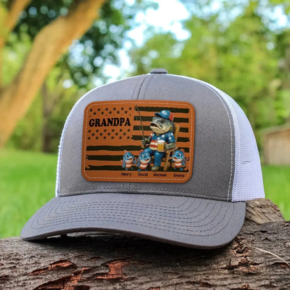 Personalized Hat with Nation Flag Design- Fishing Dad Leather Patch Hat – Custom Father’s Day Gift for Fisherman Dads  Ezcustomize