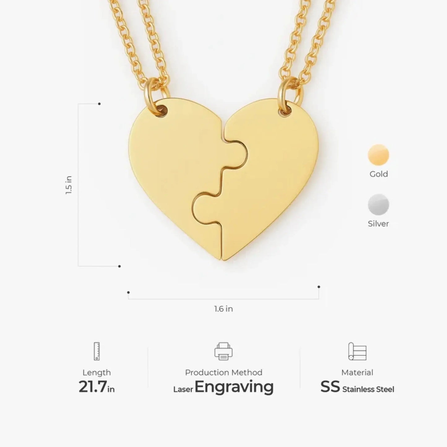 Personalized Heart Puzzle Necklace - Unique Gifts for Family or Friends  Ezcustomize