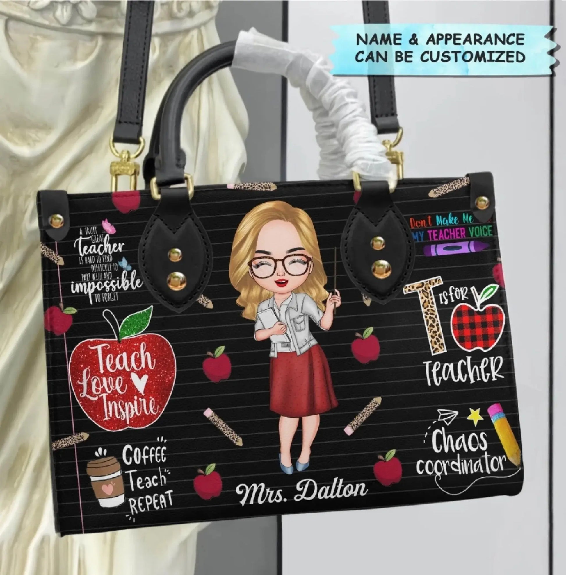 Personalized Leather Bag - Gift For Teacher - Teach Love Inspire Teacher V2  Ezcustomize