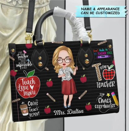 Personalized Leather Bag - Gift For Teacher - Teach Love Inspire Teacher V2  Ezcustomize