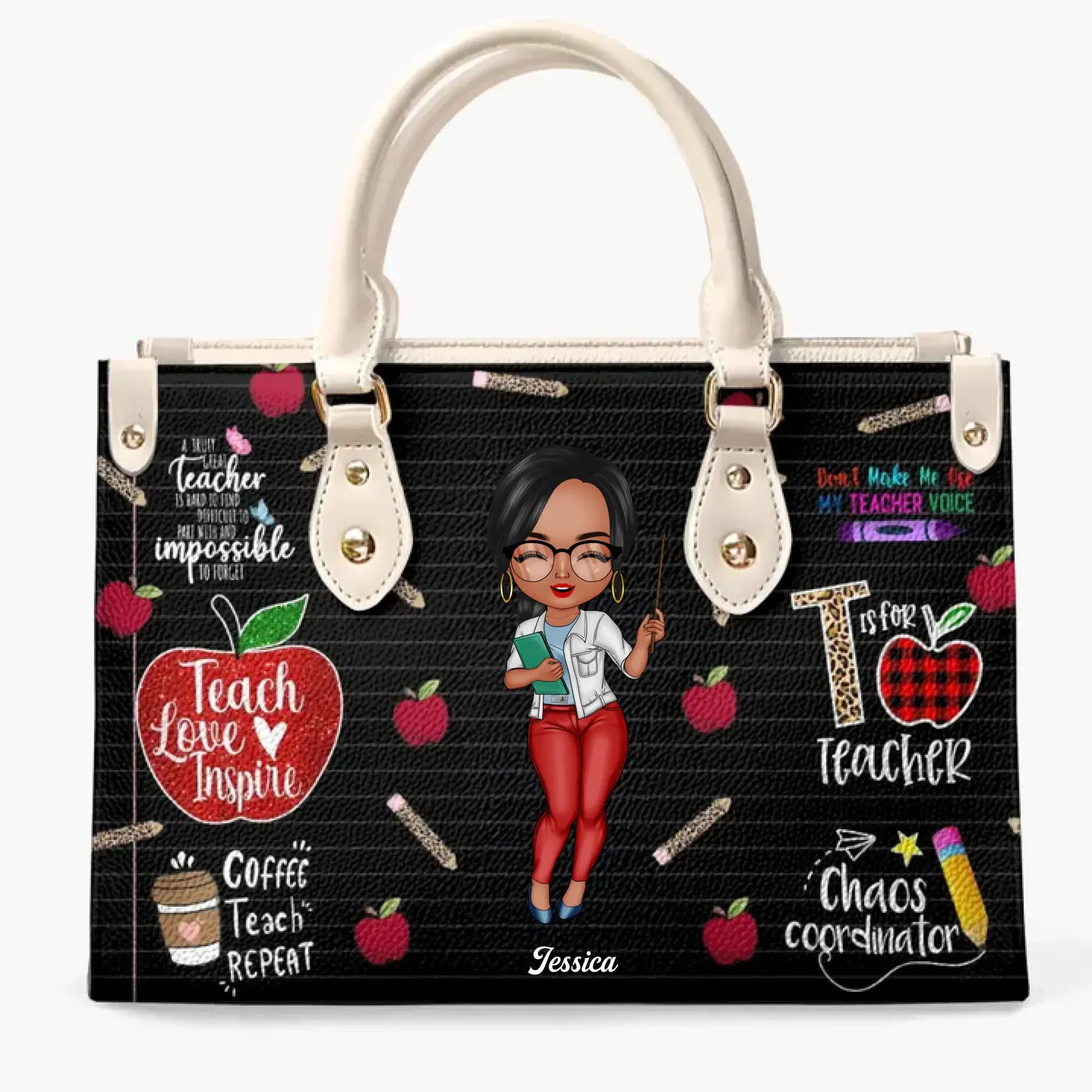 Personalized Leather Bag - Gift For Teacher - Teach Love Inspire Teacher V2  Ezcustomize