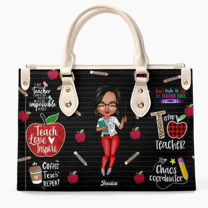 Personalized Leather Bag - Gift For Teacher - Teach Love Inspire Teacher V2  Ezcustomize